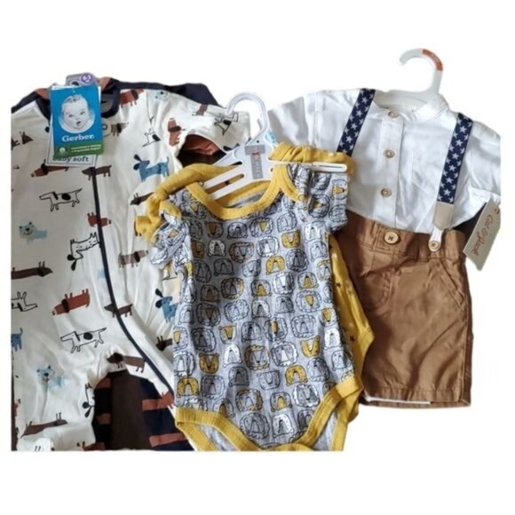 3 Months 2 Sleepers Pjs Pajamas Jammies Footed Feetie Bodysuits OUTFITS BOYS NWT - Picture 1 of 11